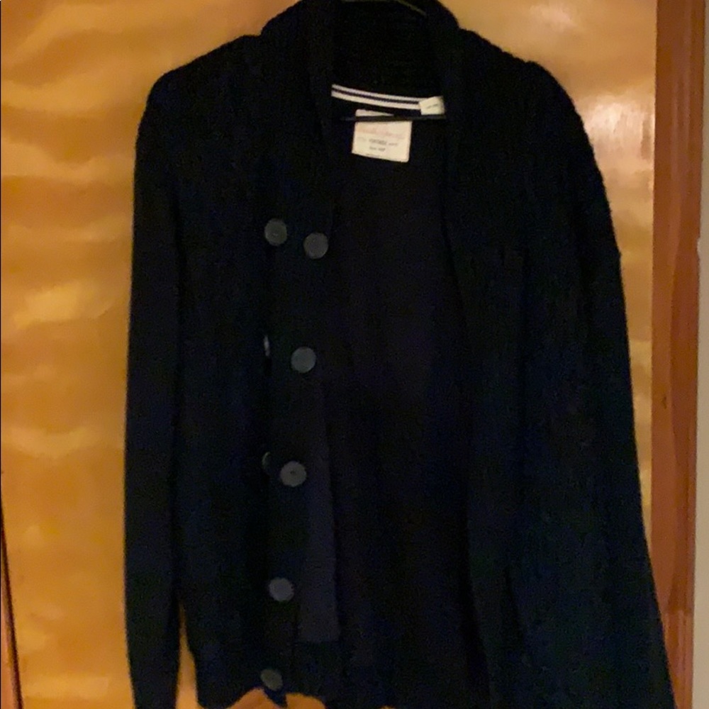 Weatherproof cardigan buttoned sweater dark blue